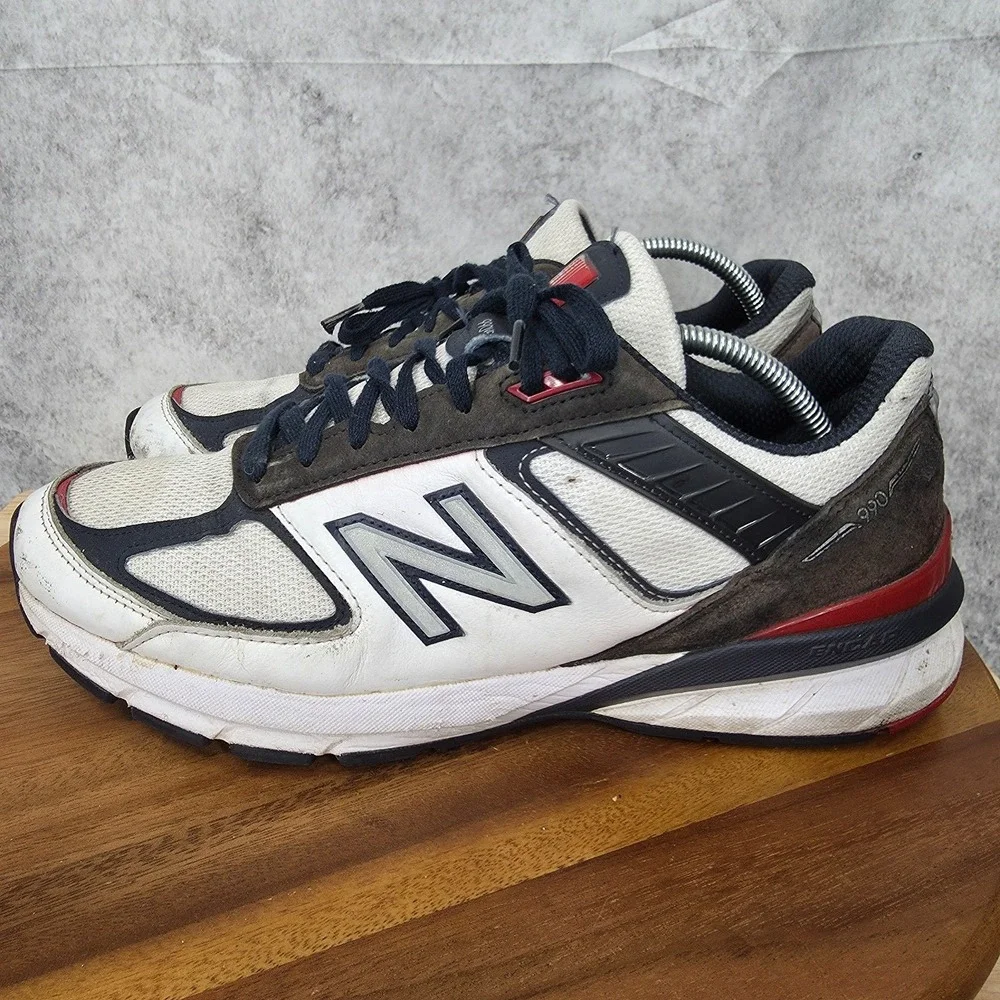 New Balance 990v5 Running Shoes Mens 11 D White Brown‎ Jogging Sneakers USA Made